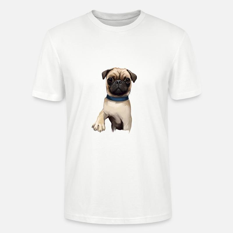 Mops Hund Aquarell Gemälde Illustration - Stanley/Stella Unisex Bio-T-Shirt CRAFTER - Weiß