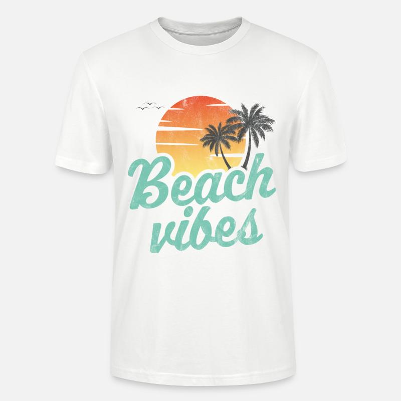 Vibrations de la plage - T-shirt bio CRAFTER Stanley Stella Unisexe - blanc