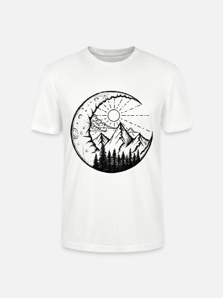 Berglandschaft im Mond (schwarz) - Stanley/Stella Unisex Bio-T-Shirt CRAFTER - Weiß
