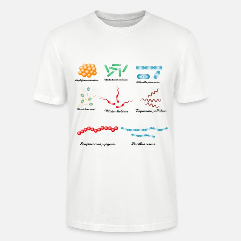 Les bactéries célèbres - pathogènes - T-shirt bio CRAFTER Stanley Stella Unisexe - blanc