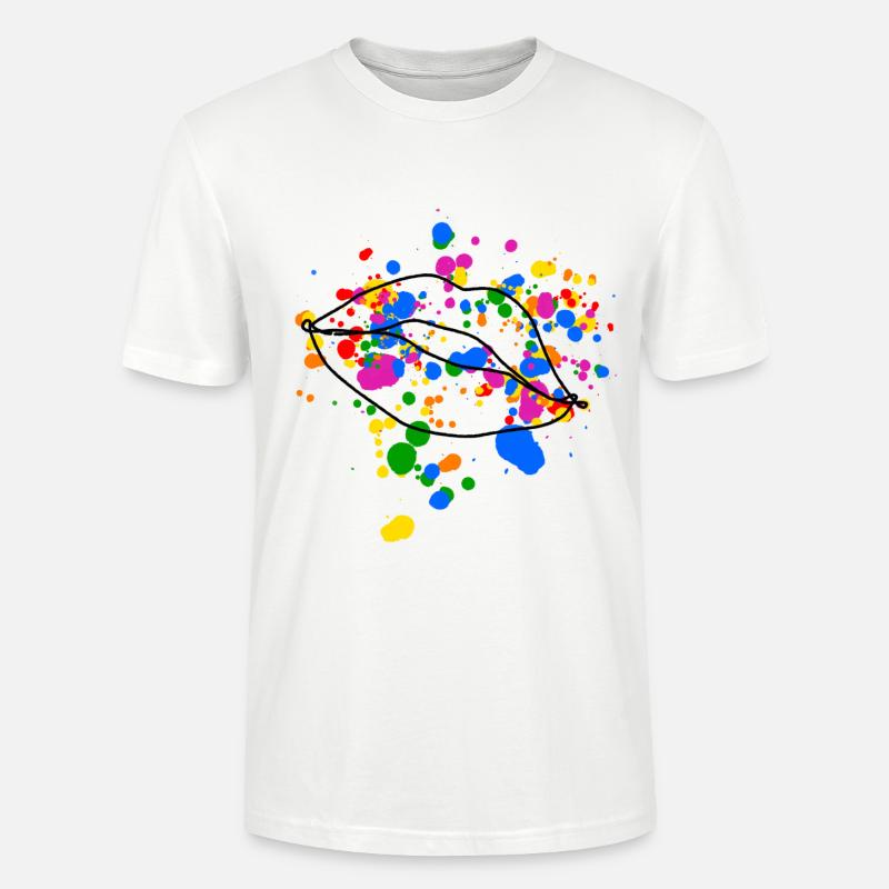 Conception de lèvres queer Kissing - T-shirt bio CRAFTER Stanley Stella Unisexe - blanc