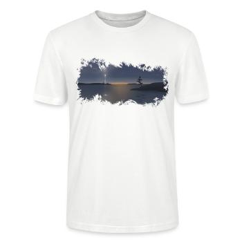 Mer et terre. Côte ouest au coucher du soleil. - T-shirt bio CRAFTER Stanley Stella Unisexe - blanc - Devant - Alina (178cm) & Michal (187cm)