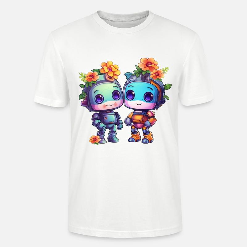 Robots mignons - T-shirt bio CRAFTER Stanley Stella Unisexe - blanc