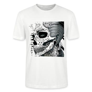 Monster #039 Radikales Tatoo - Stanley/Stella Unisex Bio-T-Shirt CRAFTER - Weiß - Vorne - Alina (178cm) & Michal (187cm)
