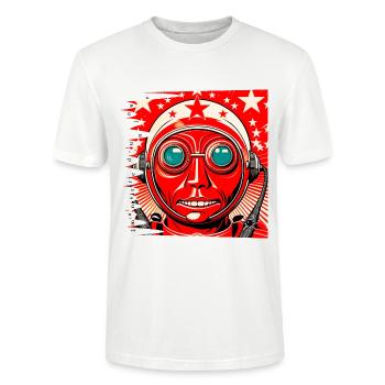 monstre #052 Pilote - T-shirt bio CRAFTER Stanley Stella Unisexe - blanc - Devant - Alina (178cm) & Michal (187cm)