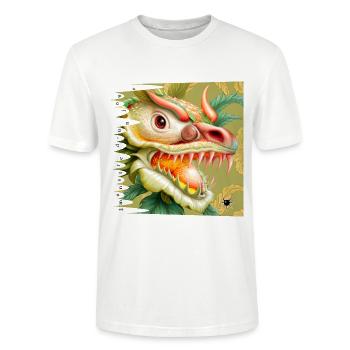 Monster #066 Dragon Flowers - Stanley/Stella CRAFTER Unisex Organic T-Shirt - white - Front - Alina (178cm) & Michal (187cm)