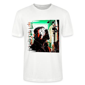 monstre #073 Pluie Acide - T-shirt bio CRAFTER Stanley Stella Unisexe - blanc - Devant - Alina (178cm) & Michal (187cm)