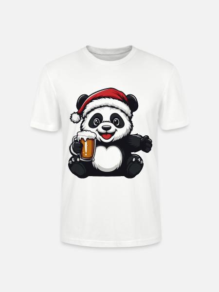 Panda Christmas Beer - Stanley/Stella CRAFTER Unisex Organic T-Shirt - white