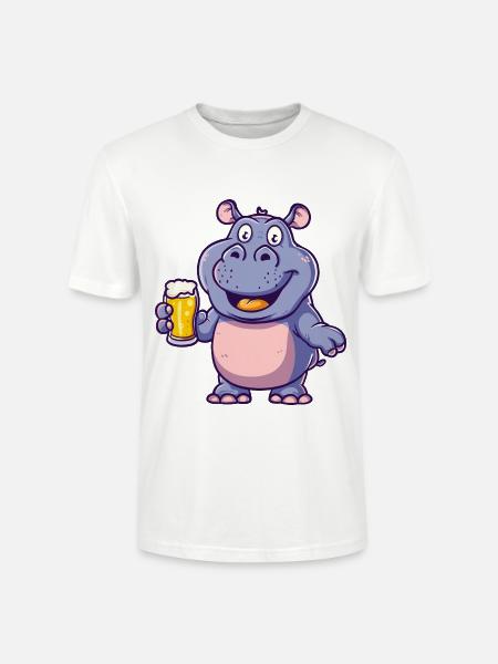 Hippo Beer Comic Party - Stanley/Stella CRAFTER Unisex Organic T-Shirt - white