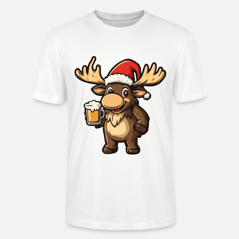 Bière de Noël Moose - T-shirt bio CRAFTER Stanley Stella Unisexe - blanc