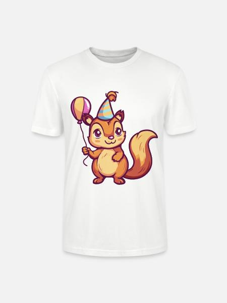Squirrel Birthday Comic Cute - Stanley/Stella CRAFTER Unisex Organic T-Shirt - white