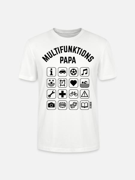 Multifunktions Papa (16 Icons) - Stanley/Stella Unisex Bio-T-Shirt CRAFTER - Weiß