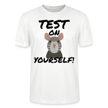 Animal experiments Animal welfare | Test On Yourself - Stanley/Stella CRAFTER Unisex Organic T-Shirt - white - Front - Alina (178cm) & Michal (187cm)