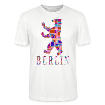Berlin T-Shirt - Berlin Bear Shirt - I Love - Stanley/Stella CRAFTER Unisex Organic T-Shirt - white - Front - Alina (178cm) & Michal (187cm)