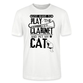 Clarinet cat - Stanley/Stella CRAFTER Unisex Organic T-Shirt - white - Front - Alina (178cm) & Michal (187cm)