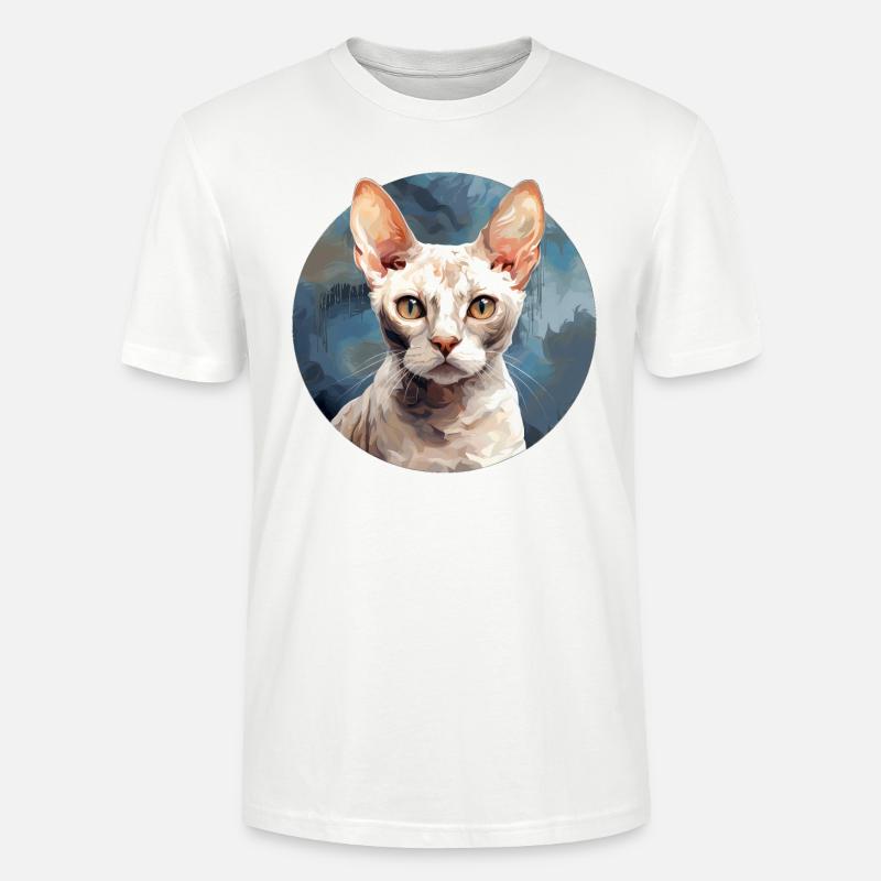 Devon Rex Cat - Stanley/Stella CRAFTER Unisex Organic T-Shirt - white