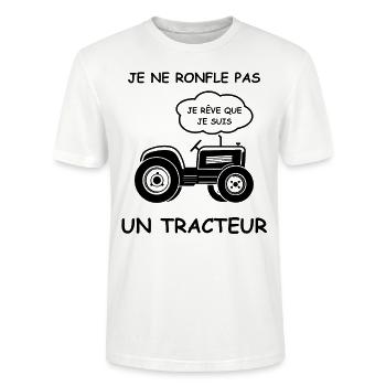 Je ne ronfle pas je rêve que je suis un tracteur - T-shirt bio CRAFTER Stanley Stella Unisexe - blanc - Devant - Alina (178cm) & Michal (187cm)