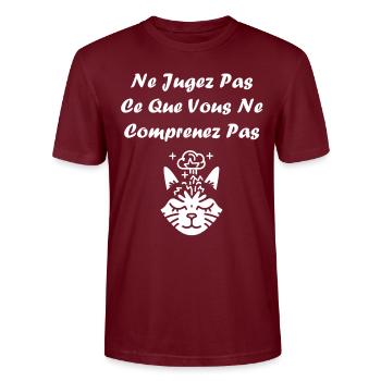 sensibilisation santé mentale - T-shirt bio CRAFTER Stanley Stella Unisexe - bordeaux - Devant - Alina (178cm) & Michal (187cm)