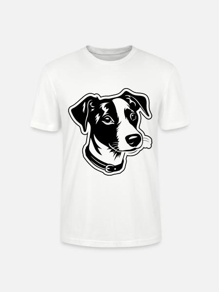 Jack Russel Terrier Dog Head - Stanley/Stella CRAFTER Unisex Organic T-Shirt - white