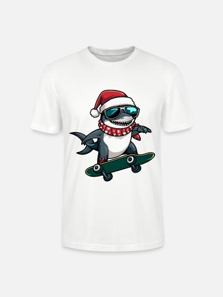 Shark Christmas Funny - Stanley/Stella CRAFTER Unisex Organic T-Shirt - white