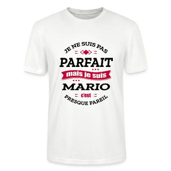 MARIO PARFAIT - PRENOM MARIO - T-shirt bio CRAFTER Stanley Stella Unisexe - blanc - Devant - Alina (178cm) & Michal (187cm)