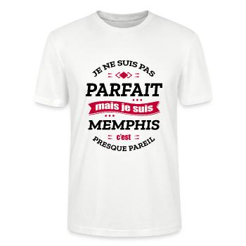MEMPHIS PARFAIT - PRENOM MEMPHIS - T-shirt bio CRAFTER Stanley Stella Unisexe - blanc - Devant - Alina (178cm) & Michal (187cm)