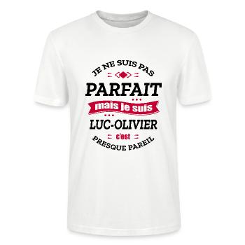 LUC-OLIVIER PARFAIT - PRENOM LUC-OLIVIER - T-shirt bio CRAFTER Stanley Stella Unisexe - blanc - Devant - Alina (178cm) & Michal (187cm)