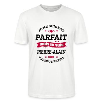 PIERRE-ALAIN PARFAIT - PRENOM PIERRE-ALAIN - T-shirt bio CRAFTER Stanley Stella Unisexe - blanc - Devant - Alina (178cm) & Michal (187cm)