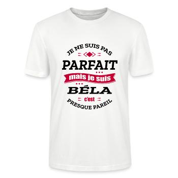 BÉLA PARFAIT - PRENOM BÉLA - T-shirt bio CRAFTER Stanley Stella Unisexe - blanc - Devant - Alina (178cm) & Michal (187cm)