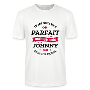 JOHNNY PARFAIT - PRENOM JOHNNY - T-shirt bio CRAFTER Stanley Stella Unisexe - blanc - Devant - Alina (178cm) & Michal (187cm)