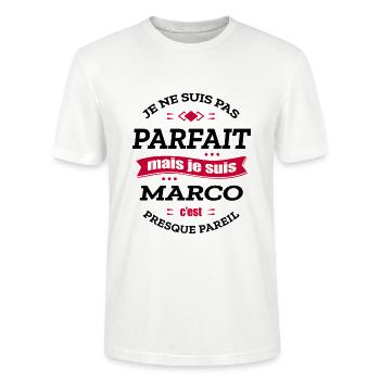 MARCO PARFAIT - PRENOM MARCO - T-shirt bio CRAFTER Stanley Stella Unisexe - blanc - Devant - Alina (178cm) & Michal (187cm)
