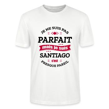 SANTIAGO PARFAIT - PRENOM SANTIAGO - T-shirt bio CRAFTER Stanley Stella Unisexe - blanc - Devant - Alina (178cm) & Michal (187cm)
