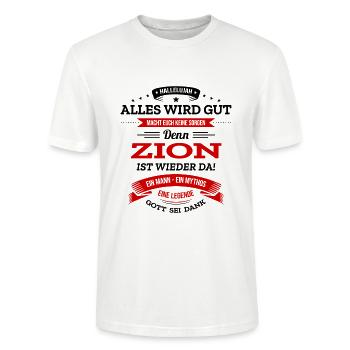 ALLES WIRD GUT, DIE LEGENDE ZION IST DA - Stanley/Stella Unisex Bio-T-Shirt CRAFTER - Weiß - Vorne - Alina (178cm) & Michal (187cm)