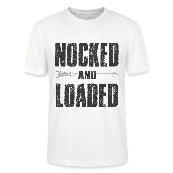 Lustiger Bogensport Spruch Bogenschießen - Stanley/Stella Unisex Bio-T-Shirt CRAFTER - Weiß - Vorne - Alina (178cm) & Michal (187cm)
