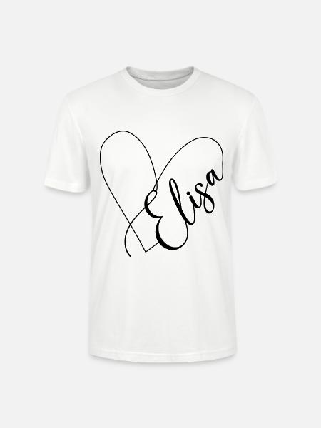 Elisa Nome Linea Cuore - Maglietta unisex ecologica CRAFTER di Stanley/Stella - bianco