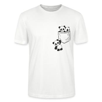 Süße Kawaii Baby Pandas spielen in der Tasche - Stanley/Stella Unisex Bio-T-Shirt CRAFTER - Weiß - Vorne - Alina (178cm) & Michal (187cm)
