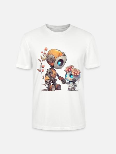 Cute robot with child - Stanley/Stella CRAFTER Unisex Organic T-Shirt - white