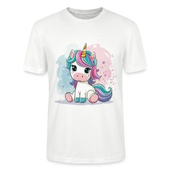 Einhorn Süß Niedlich Baby Kinder Einhörner Cartoon - Stanley/Stella Unisex Bio-T-Shirt CRAFTER - Weiß - Vorne - Alina (178cm) & Michal (187cm)