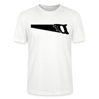 Säge Werkzeug Fuchsschwanz säge - Stanley/Stella Unisex Bio-T-Shirt CRAFTER - Weiß - Vorne - Alina (178cm) & Michal (187cm)