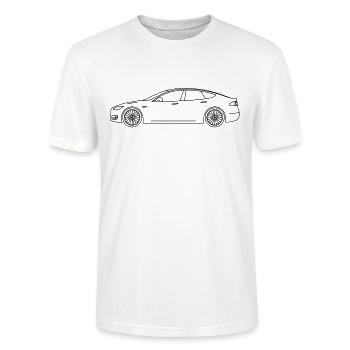 Tesla Model S - Stanley/Stella Unisex Bio-T-Shirt CRAFTER - Weiß - Vorne - Alina (178cm) & Michal (187cm)