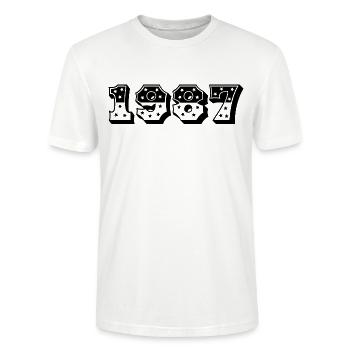 1987 Year of birth Gift idea - Stanley/Stella CRAFTER Unisex Organic T-Shirt - white - Front - Alina (178cm) & Michal (187cm)