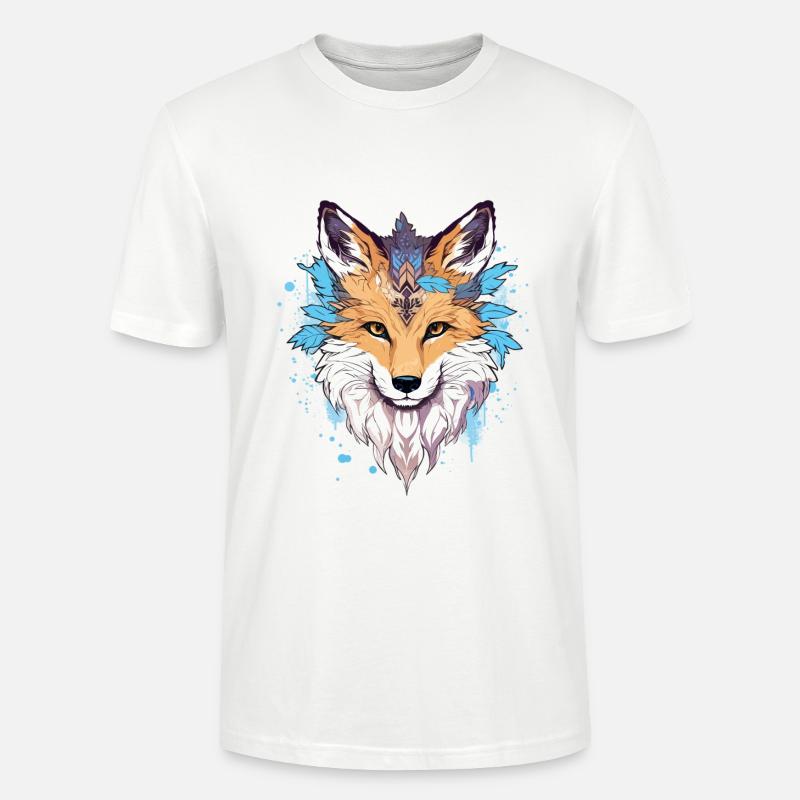 Fox with feathers boho - Stanley/Stella CRAFTER Unisex Organic T-Shirt - white