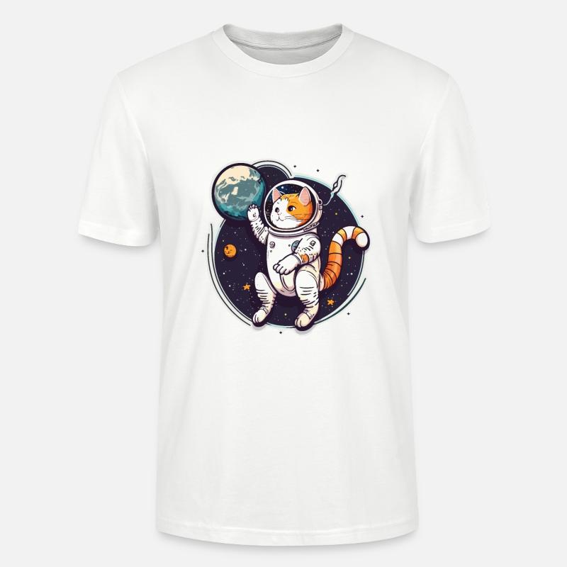 Feline Space Explorer - Stanley/Stella CRAFTER Unisex Organic T-Shirt - white
