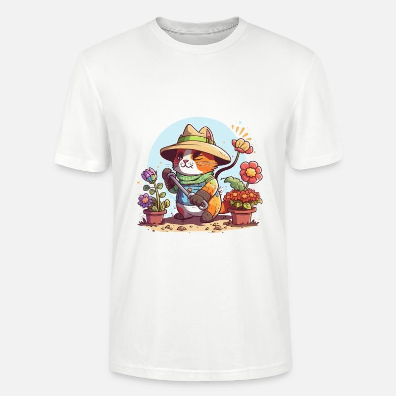 Gärtnernde Katze - Stanley/Stella Unisex Bio-T-Shirt CRAFTER - Weiß