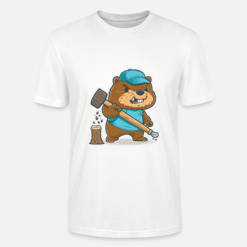 Construction de castors - T-shirt bio CRAFTER Stanley Stella Unisexe - blanc