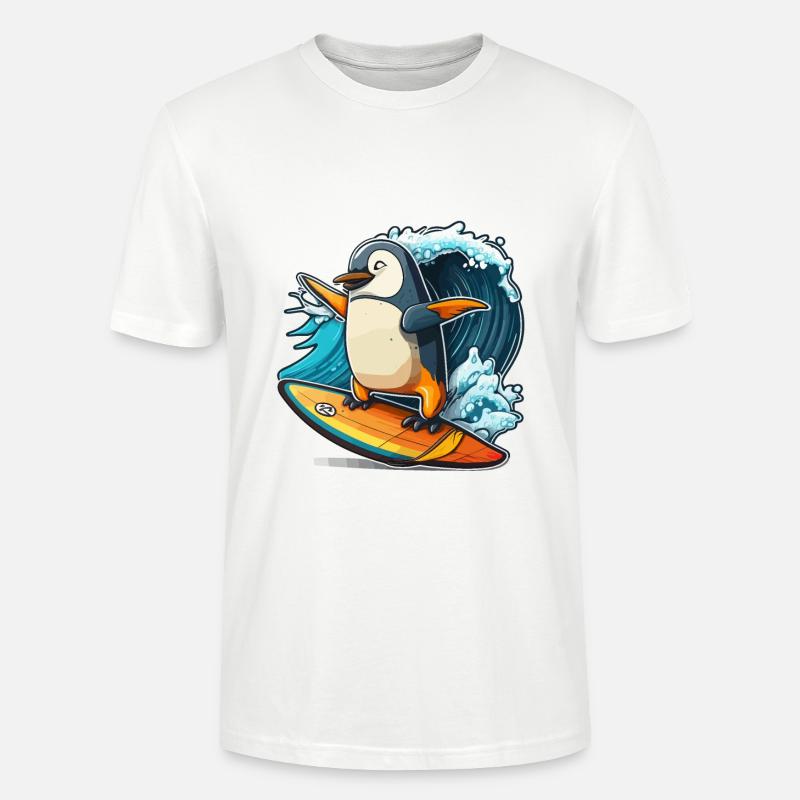 Pinguin Wave Rider - Stanley/Stella Unisex Bio-T-Shirt CRAFTER - Weiß