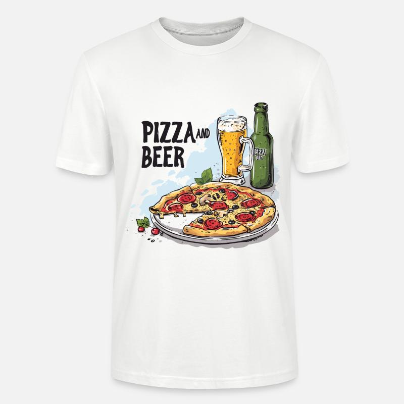 Pizza e Birra Cibo Alcol Detti Divertenti - Maglietta unisex ecologica CRAFTER di Stanley/Stella - bianco