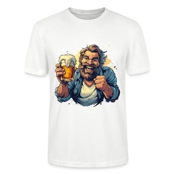 Biertrinker Outfit Vatertag Männerabend - Stanley/Stella Unisex Bio-T-Shirt CRAFTER - Weiß - Vorne - Alina (178cm) & Michal (187cm)