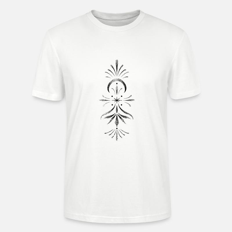Mandala dotwork vertical - T-shirt bio CRAFTER Stanley Stella Unisexe - blanc