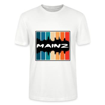 Mainz Germany Skyline Silhouette Travel Souvenir - Stanley/Stella CRAFTER Unisex Organic T-Shirt - white - Front - Alina (178cm) & Michal (187cm)